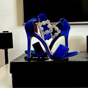 Ladies Royal Blue Faux Suede Sandal